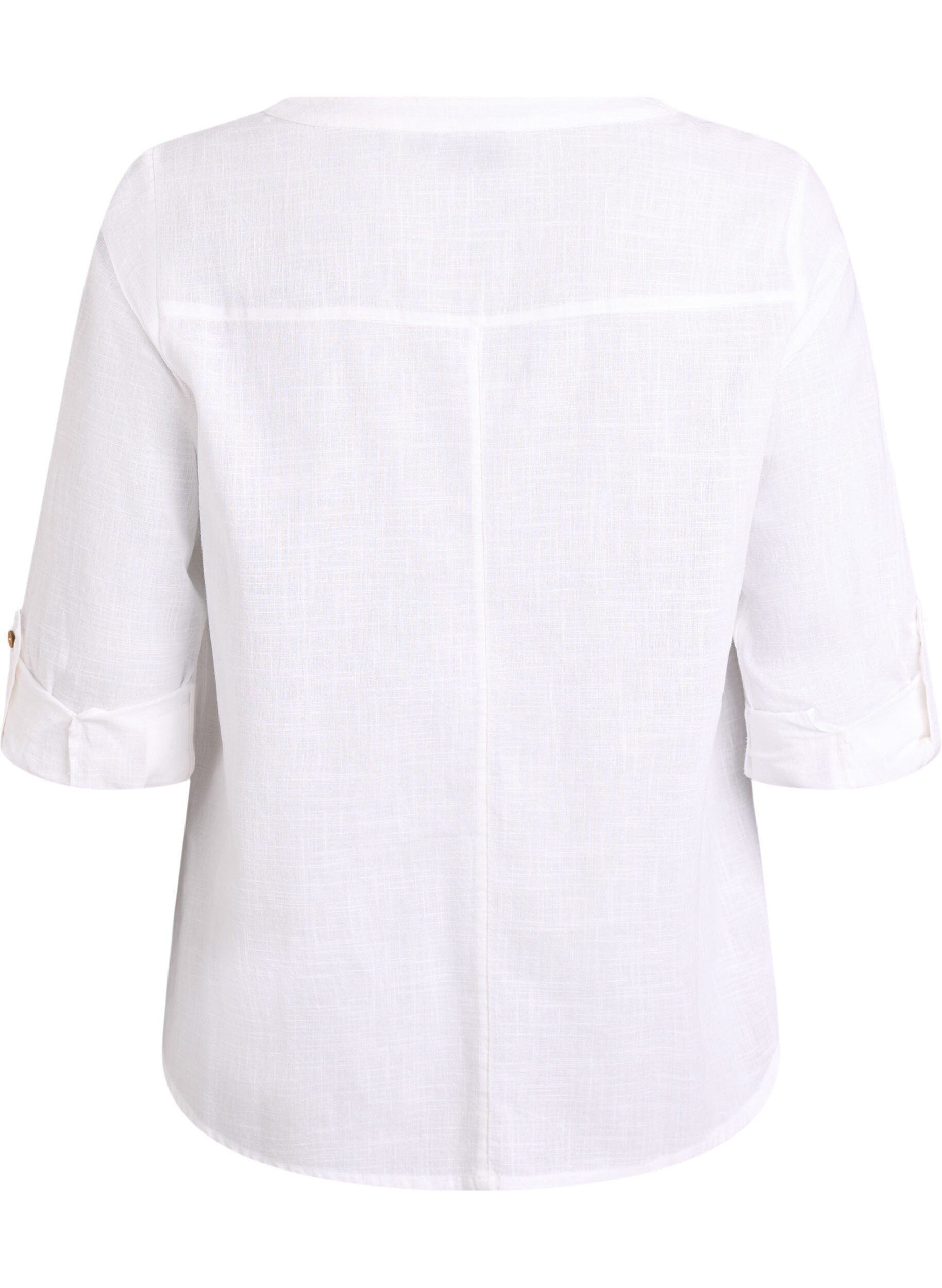 ZizzifashionCotton shirt blouse with V-neck, White, Packshot image number 1