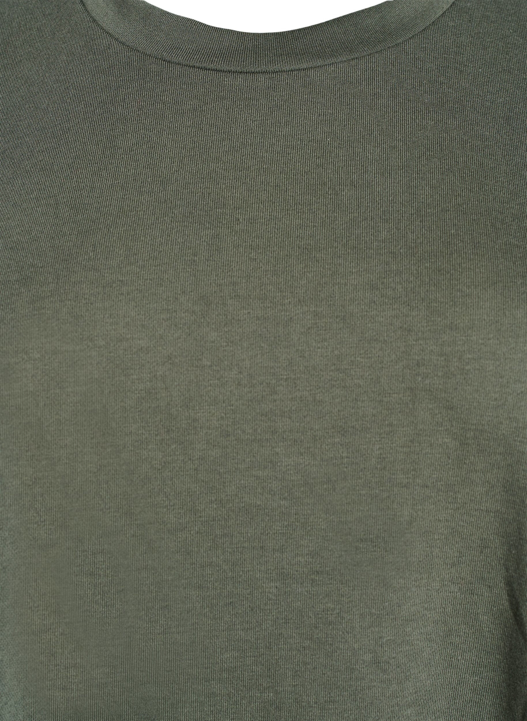 Zizzifashion Knee-length jersey dress with pockets and A-line shape, Green, Packshot image number 2