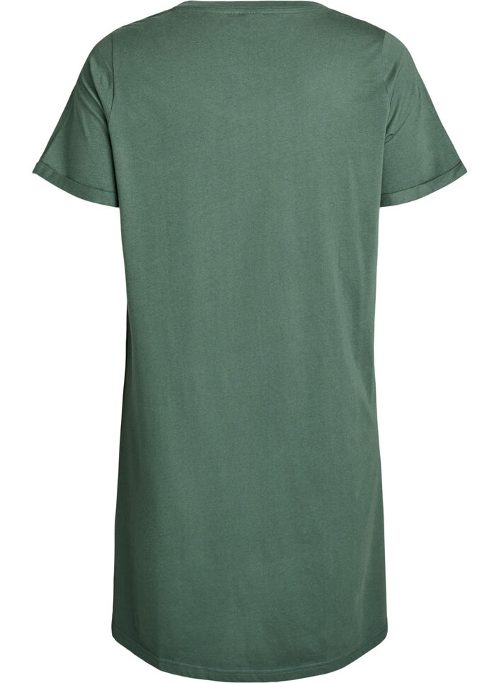 Short-sleeved nightgown in organic cotton, Green, Packshot image number 1