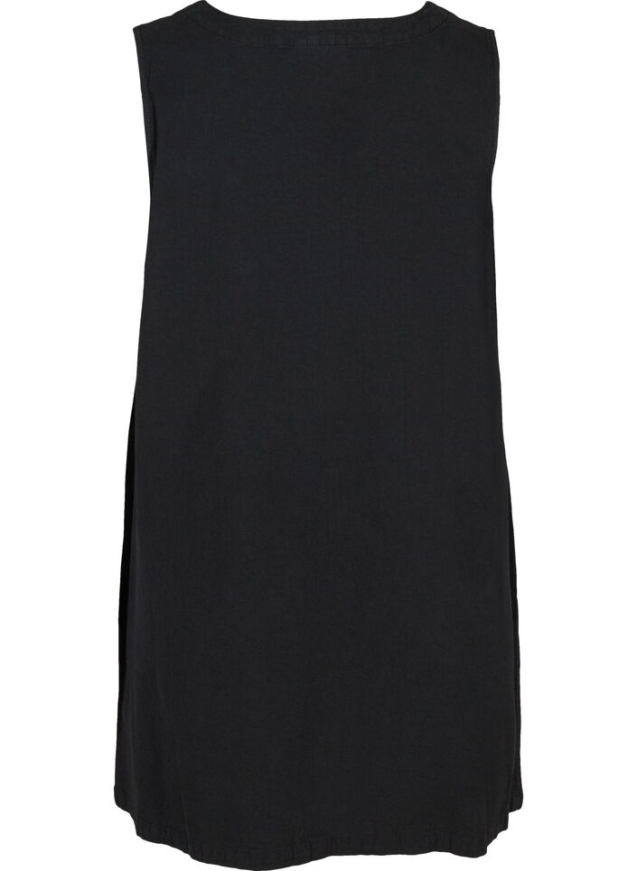 Sleeveless cotton tunic with buttons, Black, Packshot image number 1