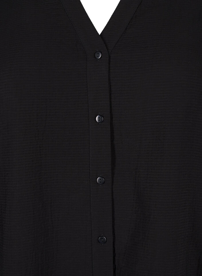 Viscose shirt blouse with 3/4 sleeves, Black, Packshot image number 2