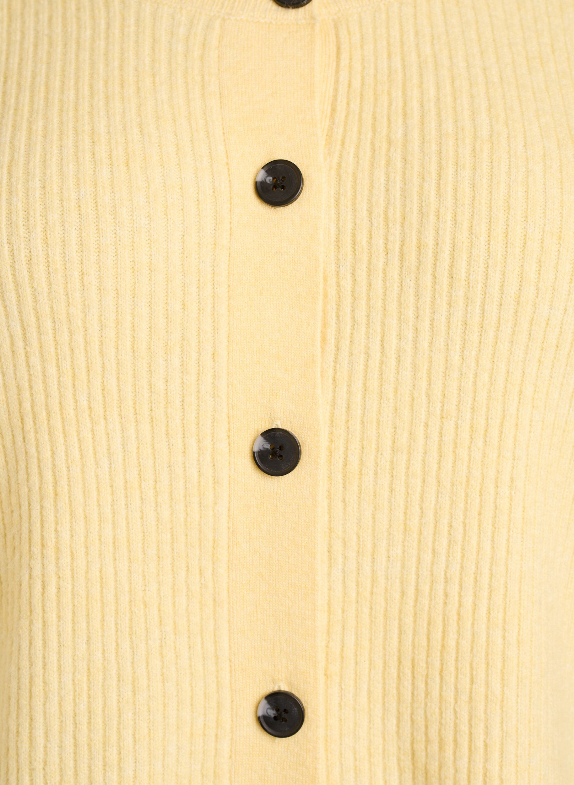 Zizzifashion Ribbed cardigan with buttons, Yellow, Packshot image number 2