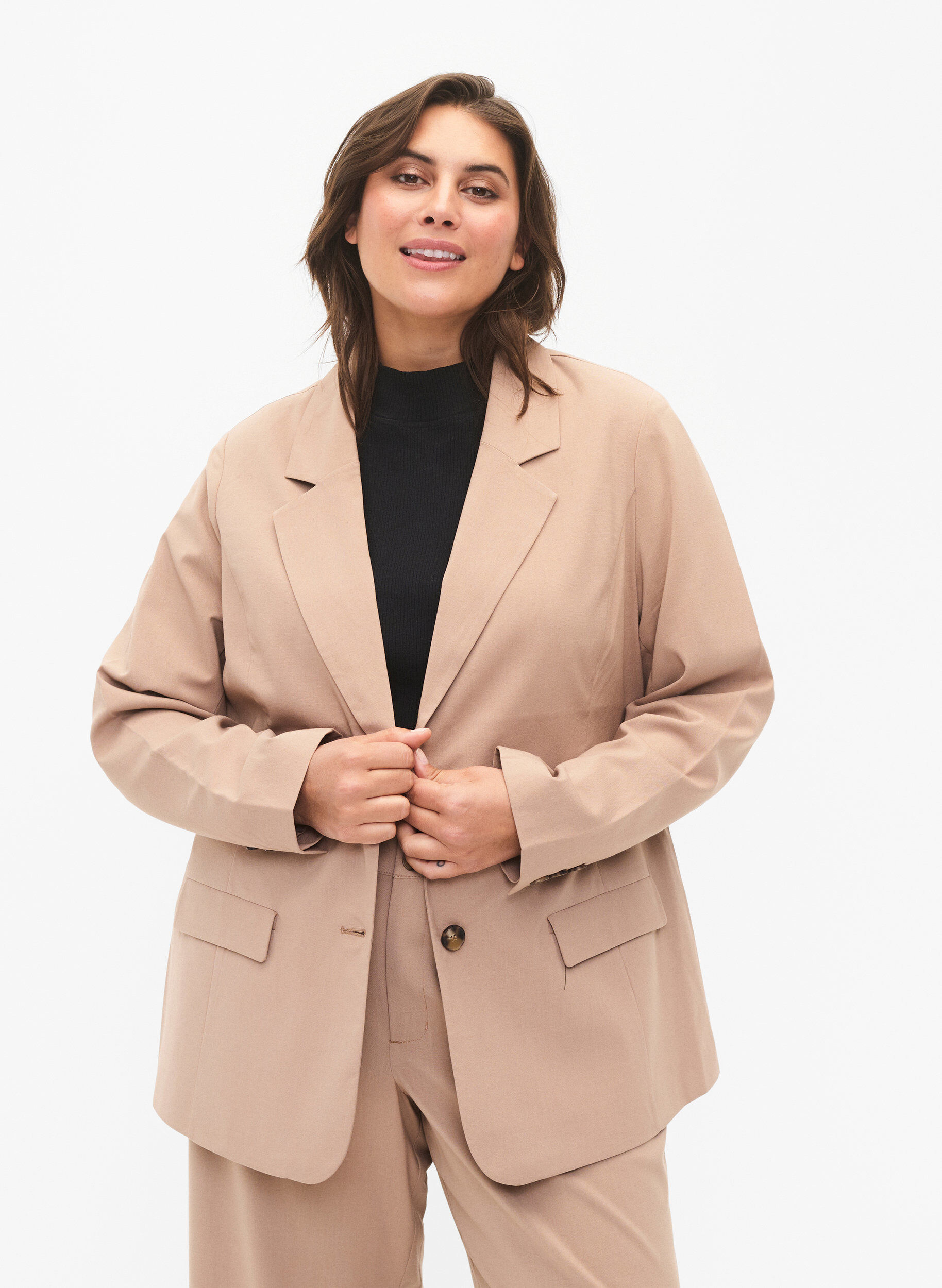 Zizzifashion Classic blazer with button closure, Amphora, Model image number 0