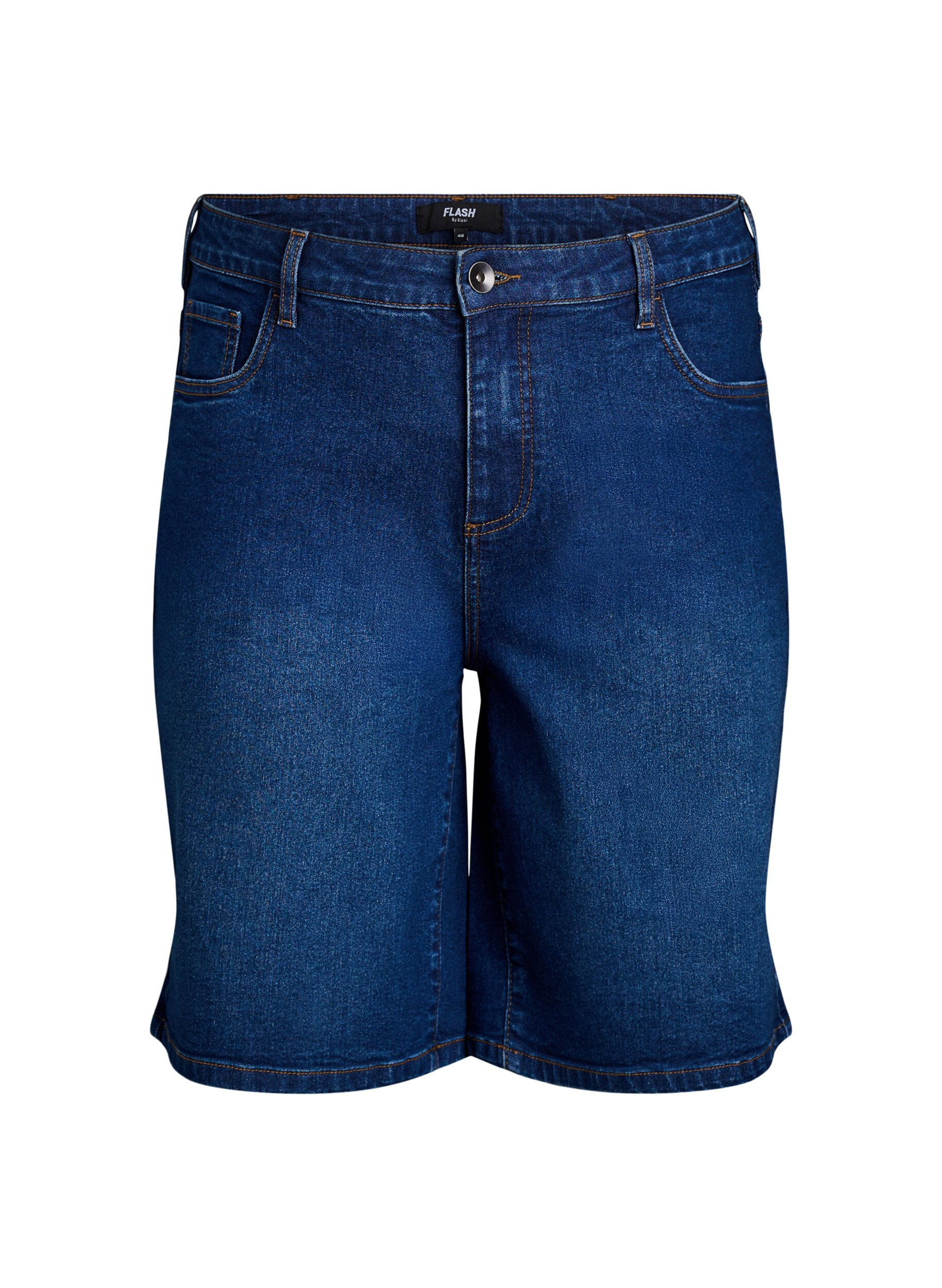 Zizzifashion FLASH - Loose denim shorts with high waist, Blue, Packshot image number 0