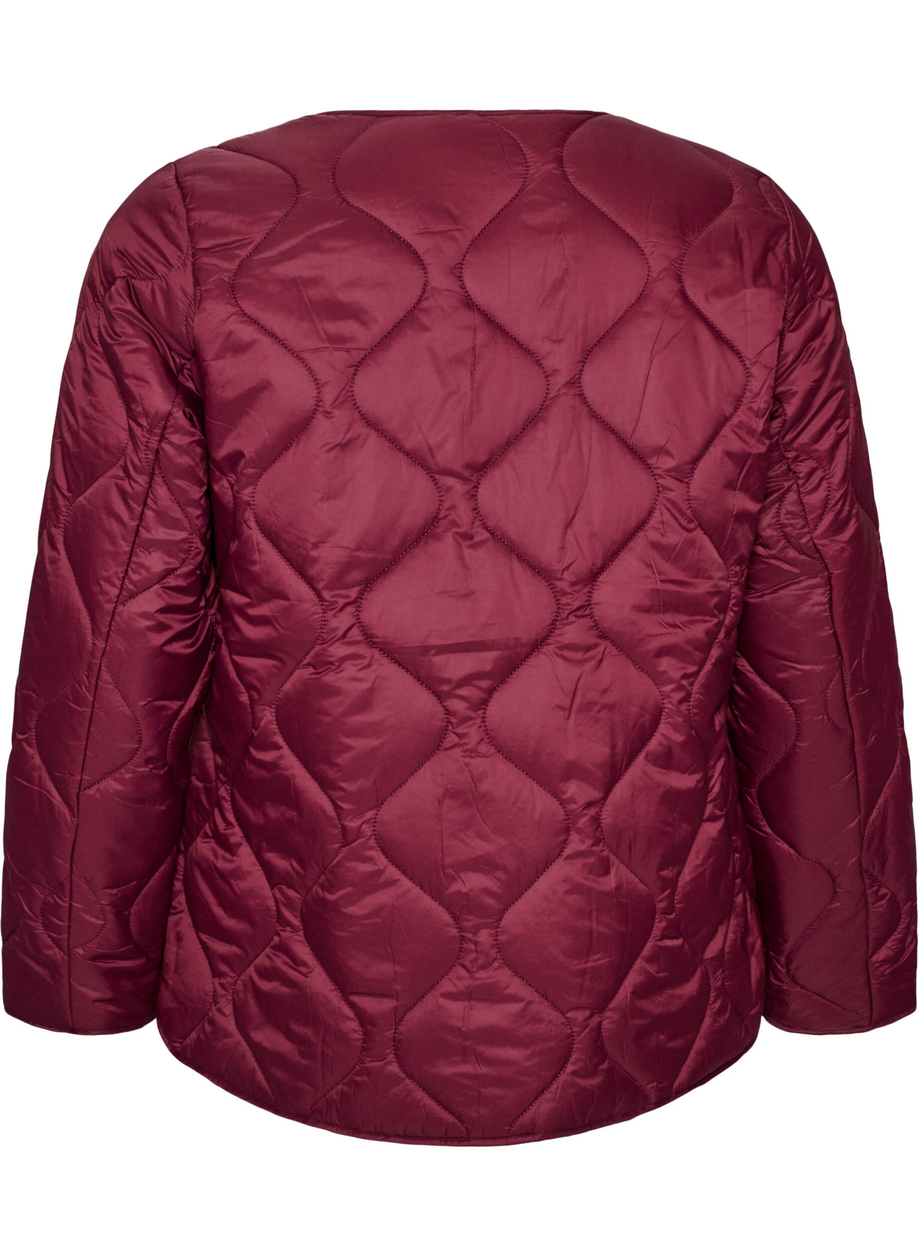 ZizzifashionQuilted jacket with press studs and round neck, Dark Bordeaux, Packshot image number 1