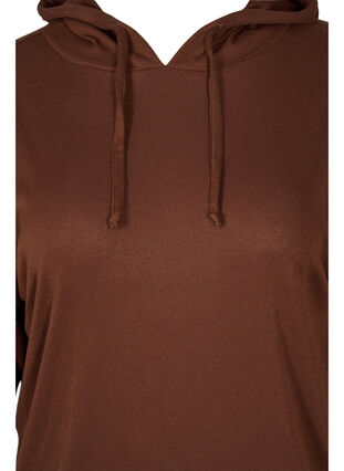 Ribbed fabric hoodie, Dark Brown Mel. , Packshot image number 2
