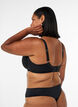 Padded microfibre bra with checked pattern, Black, Model image number 2