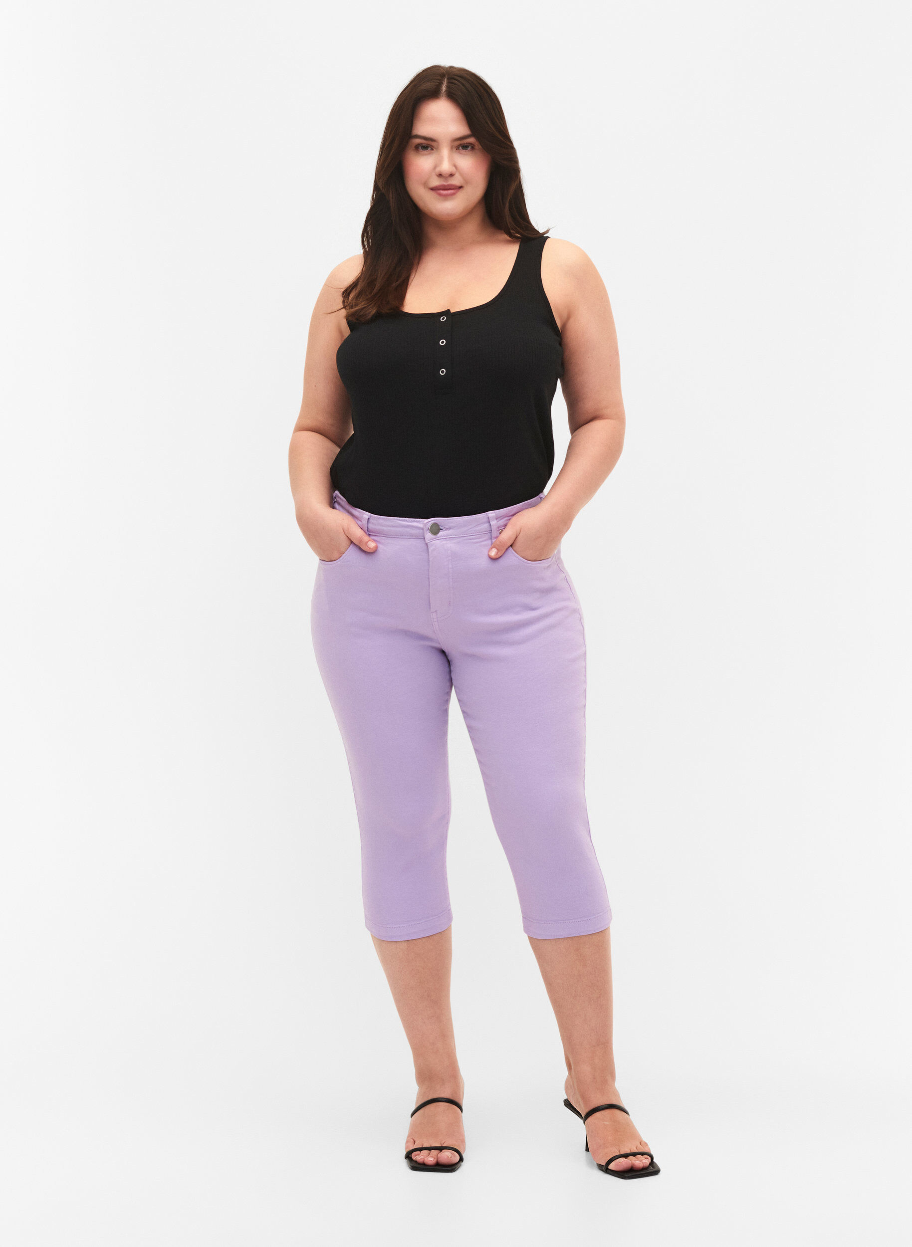 Zizzifashion Tight-fitting Emily capri trousers, Lavender, Model image number 0