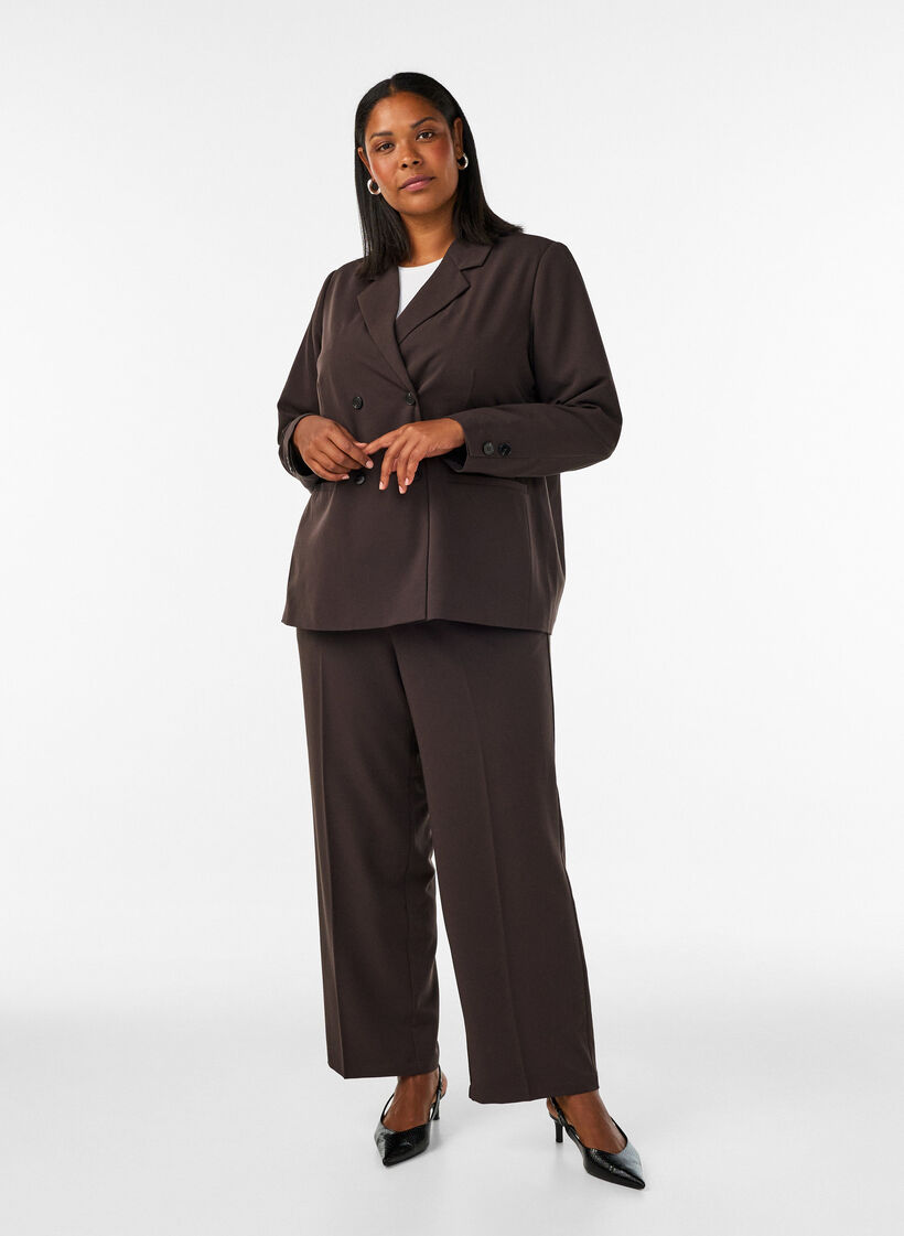 High-waisted tailored trousers with pressed creases, Brown, Model image number 0