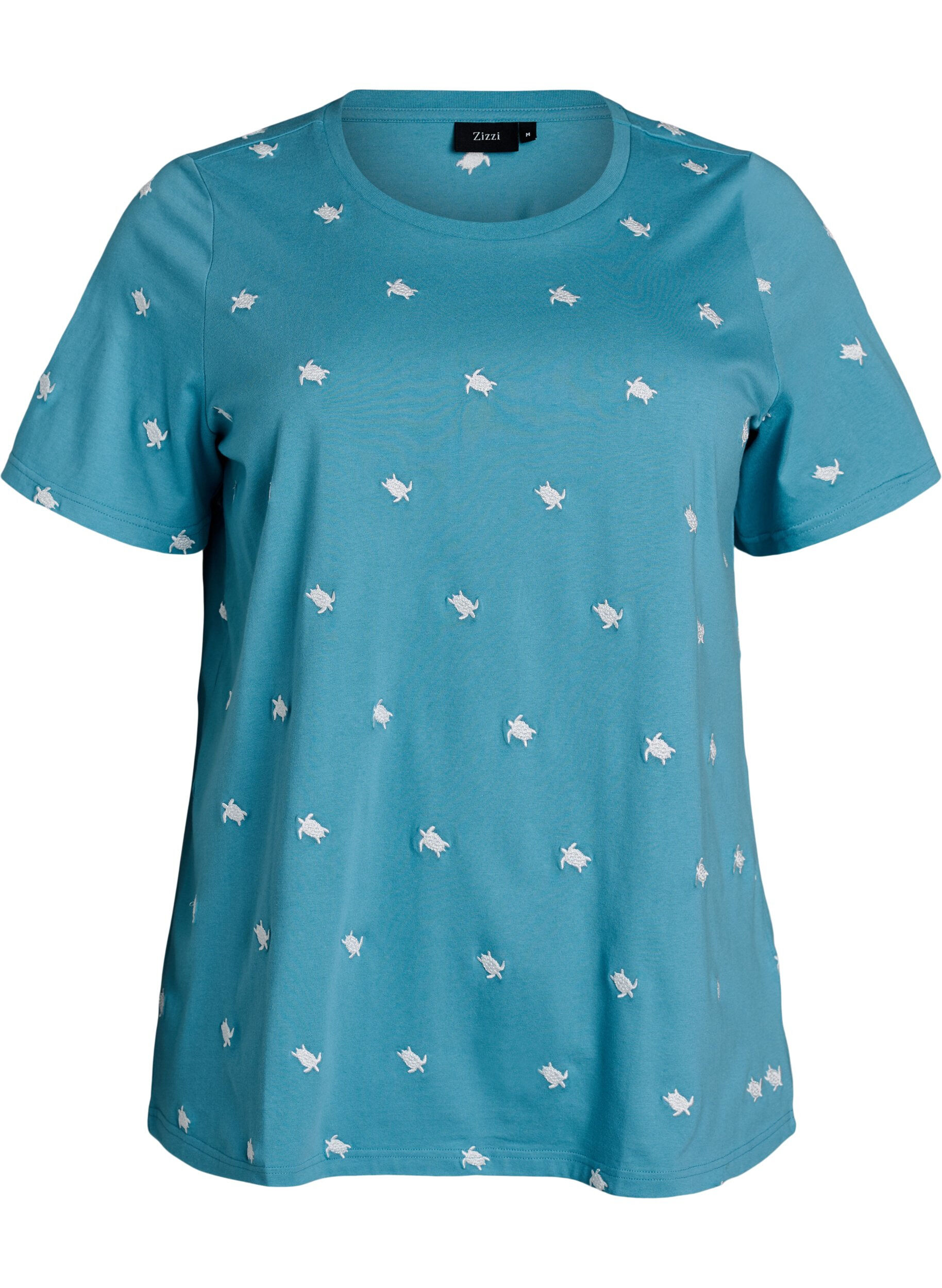 Zizzifashion T-shirt in organic cotton with embroidered motifs, Blue, Packshot image number 0