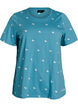 T-shirt in organic cotton with embroidered motifs, Blue, Packshot image number 0