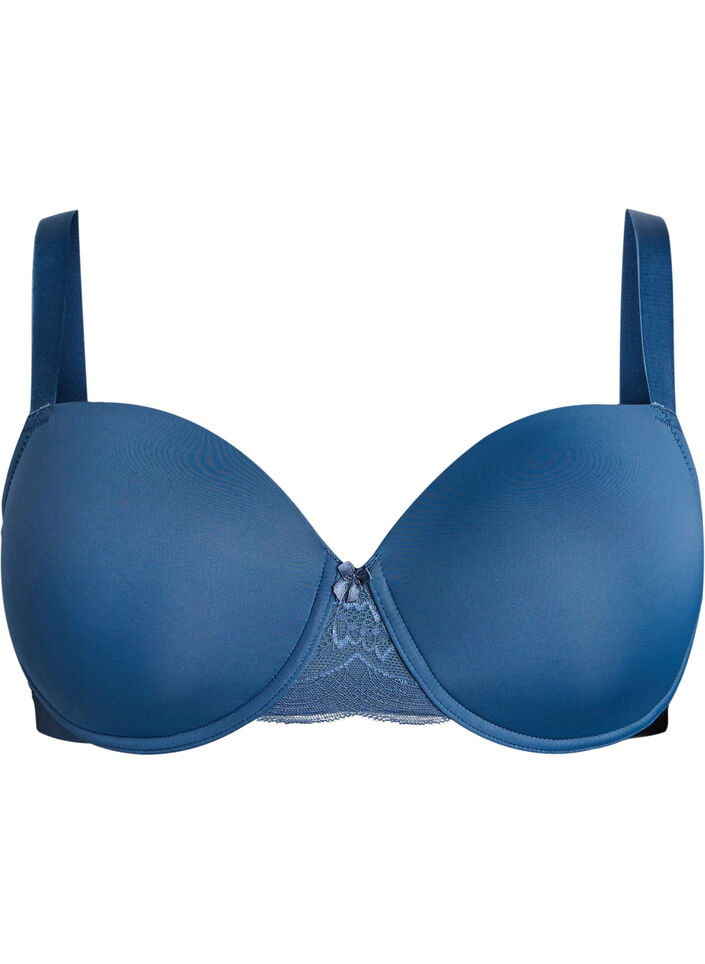 Moulded bra with mesh, Blue, Packshot image number 0
