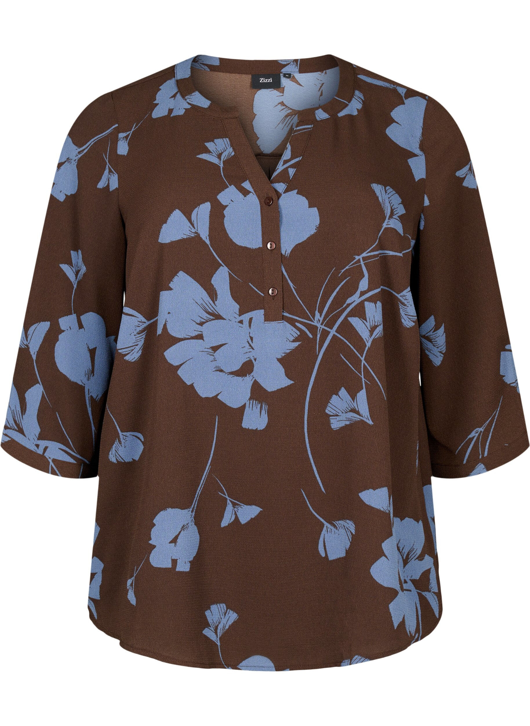 Zizzifashion Dotted blouse with 3/4 sleeves, Falcon Flower, Packshot image number 0