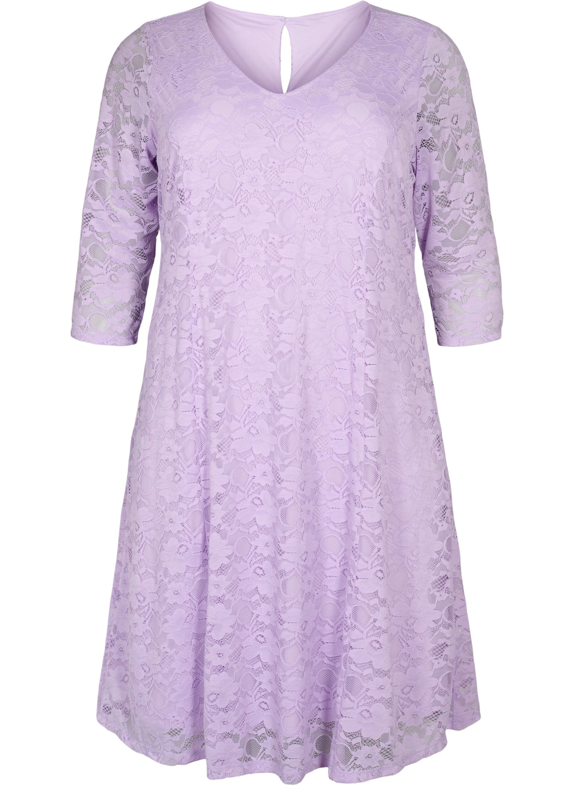 Zizzifashion Lace dress with 3/4 sleeves, Lavendula, Packshot image number 0