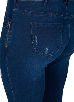 Super slim Amy jeans with distressed look, Dark blue denim, Packshot image number 3