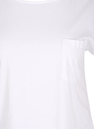 Organic cotton t-shirt with breast pocket, Bright White, Packshot image number 2