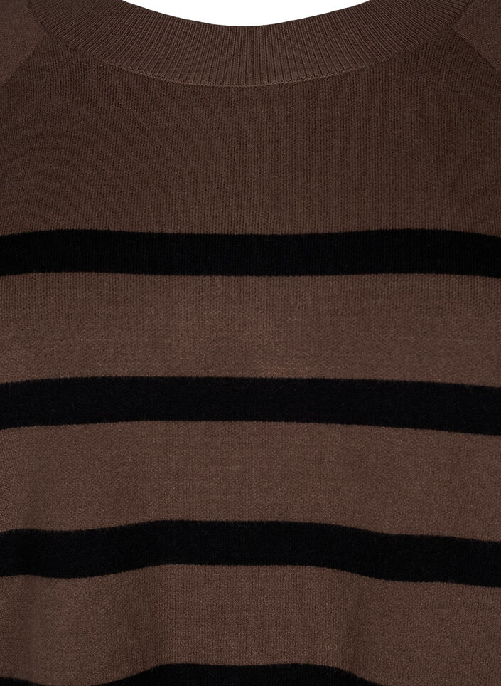 Striped knitted blouse with round neck, Carafe w. black , Packshot image number 2