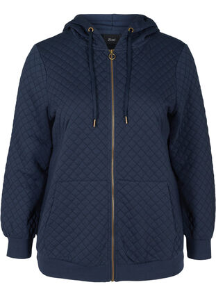 Sweater cardigan with a hood a zip, Navy Blazer, Packshot image number 0