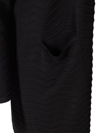 Long knit cardigan with a pattern, Black, Packshot image number 3