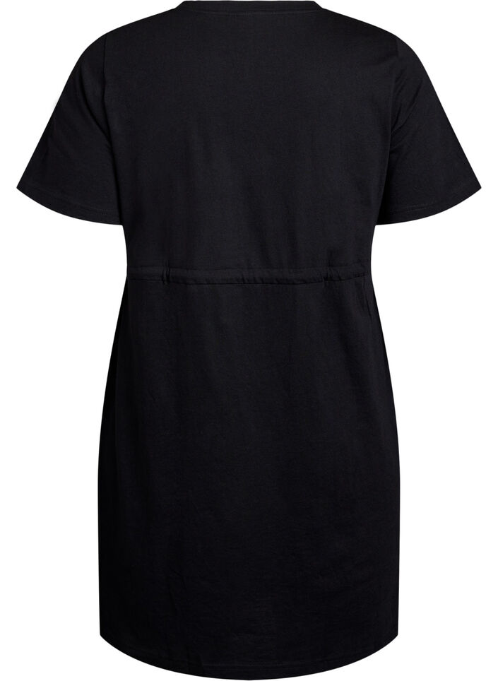 FLASH - Short T-shirt dress with tie belt, Black, Packshot image number 1