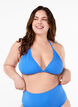 Solid color triangle bikini top, Blue, Model image number 0