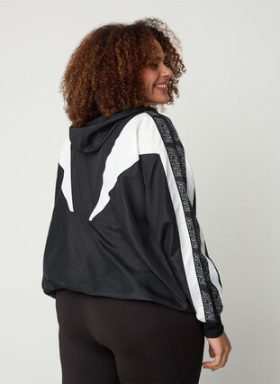 Anorak with hood and print details, Black, Model image number 1