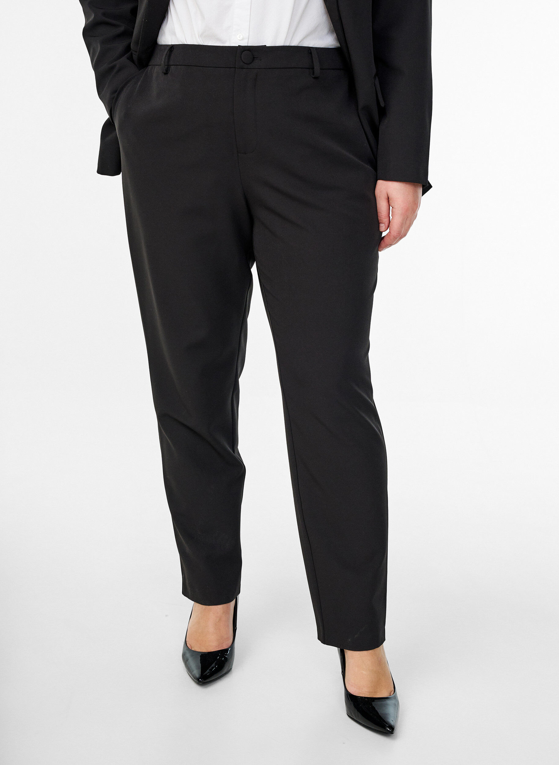 Zizzifashion Trousers with pockets and straight legs, Black, Model image number 2