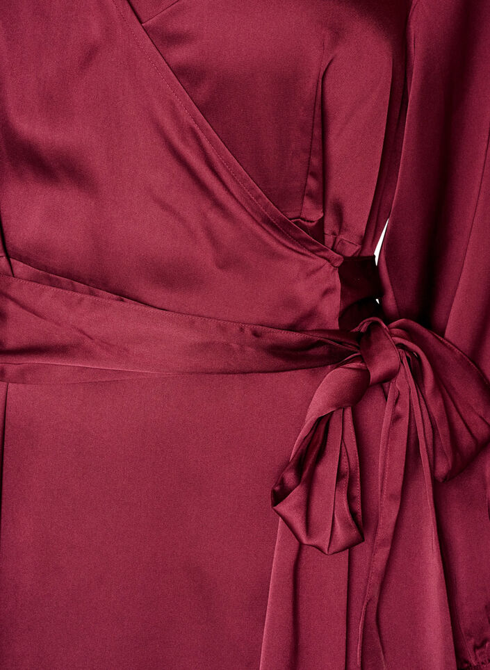 Short satin dress with wrap design, Red, Packshot image number 2