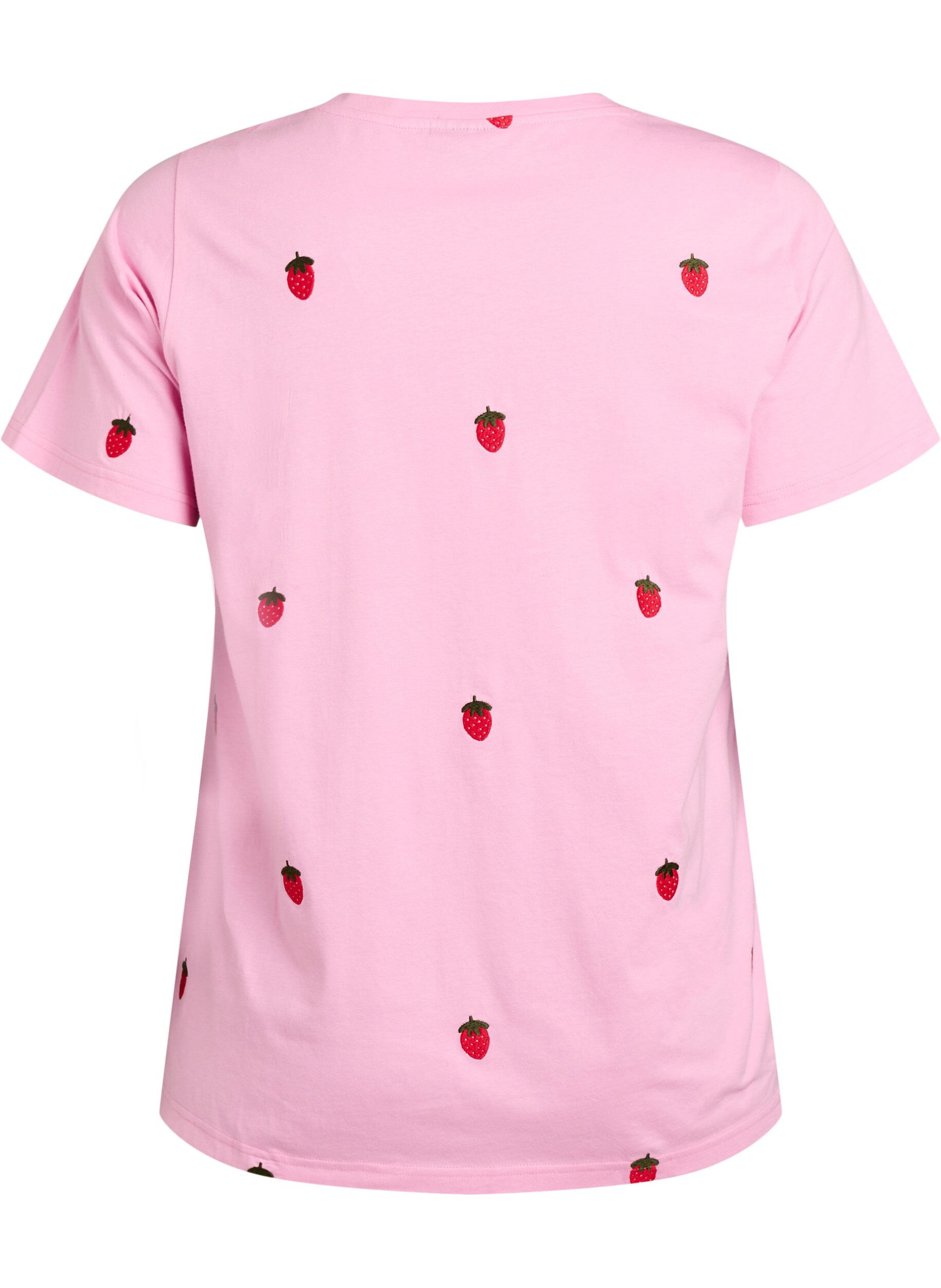 Zizzifashion T-shirt in organic cotton with embroidered motifs, Pink, Packshot image number 1