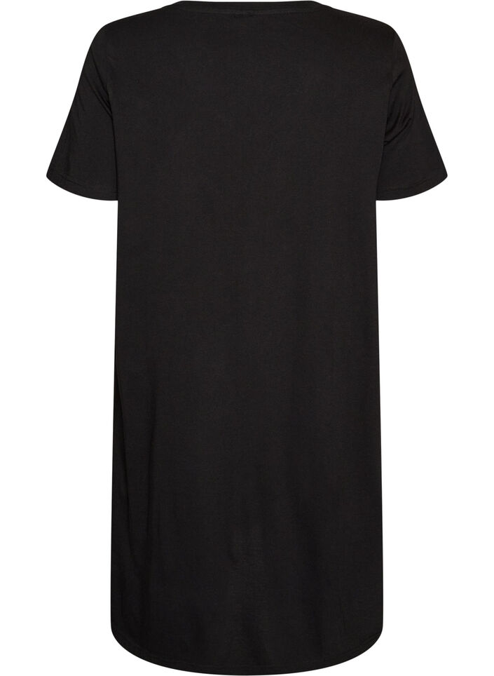 Organic cotton nightdress with V-neck, Black, Packshot image number 1