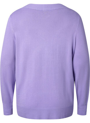 Viscose knitted top with v-neckline, Lavender, Packshot image number 1