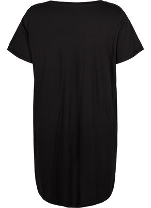 Cotton nightdress with print, Black w. Keep, Packshot image number 1
