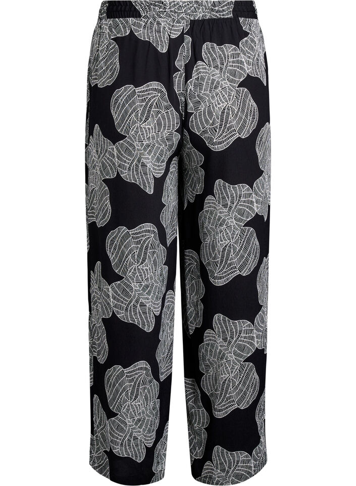 Loose viscose pants with print, Black, Packshot image number 1