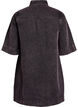 Short denim dress with chest pockets and short sleeves, Purple, Packshot image number 1