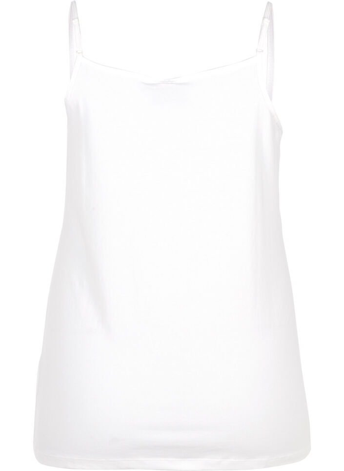 Basic cotton spaghetti strap top, White, Packshot image number 1