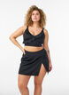Sports swimsuit with contrast trim and criss-cross straps, Black, Model image number 1