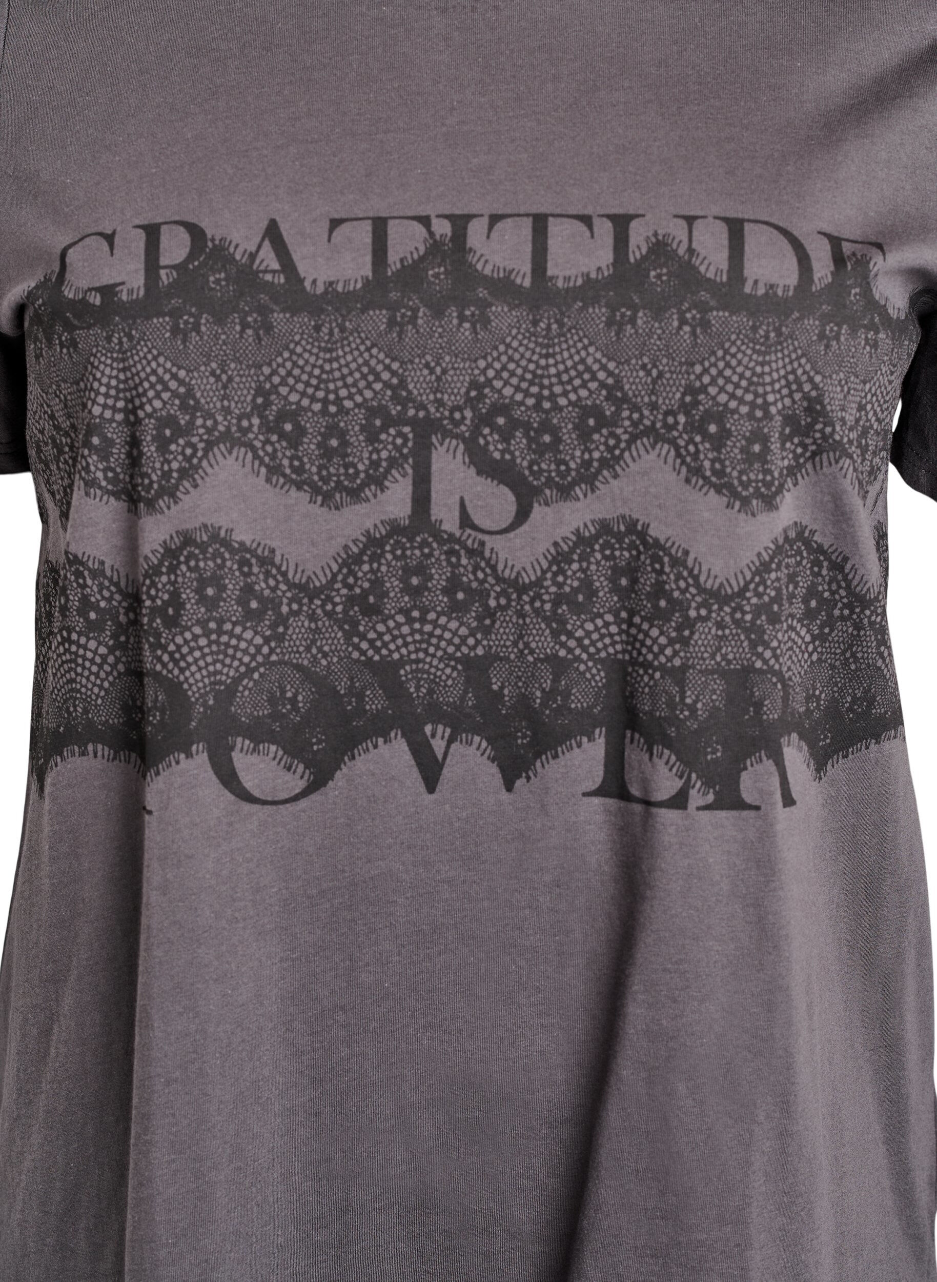 Zizzifashion Cotton t-shirt with front print, Dark Grey, Packshot image number 2