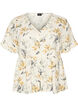 Blouse in linen and viscose with a V-neck and button fastening, White, Packshot image number 0
