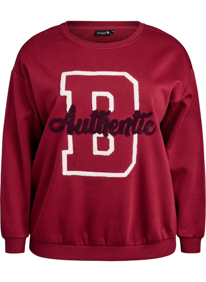 Sweatshirt with terry text, Dark Bordeaux, Packshot image number 0