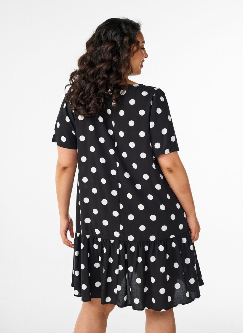 Dress in viscose with cutline, Black, Model image number 2