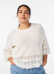Knitted blouse with eyelet embroidery and 1/2 sleeves, Vanilla, Model image number 0