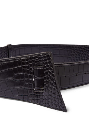 Faux leather waist belt, Black, Packshot image number 2