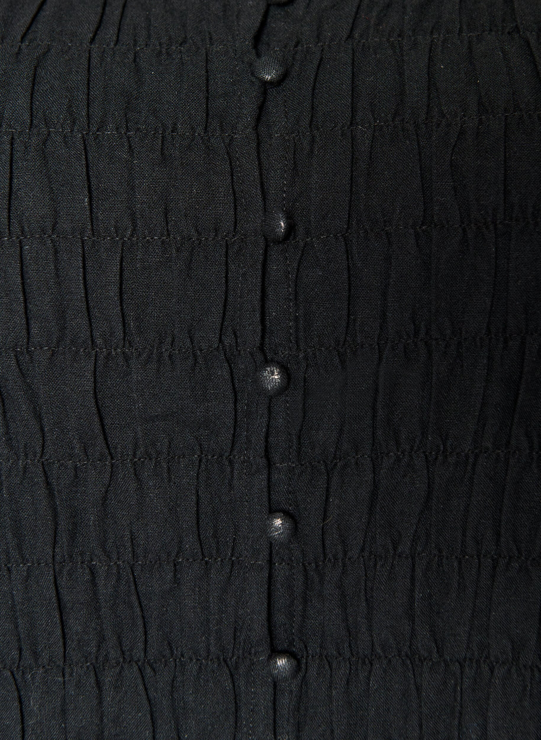 Zizzifashion Sleeveless cotton and linen top with smock, Black, Packshot image number 2