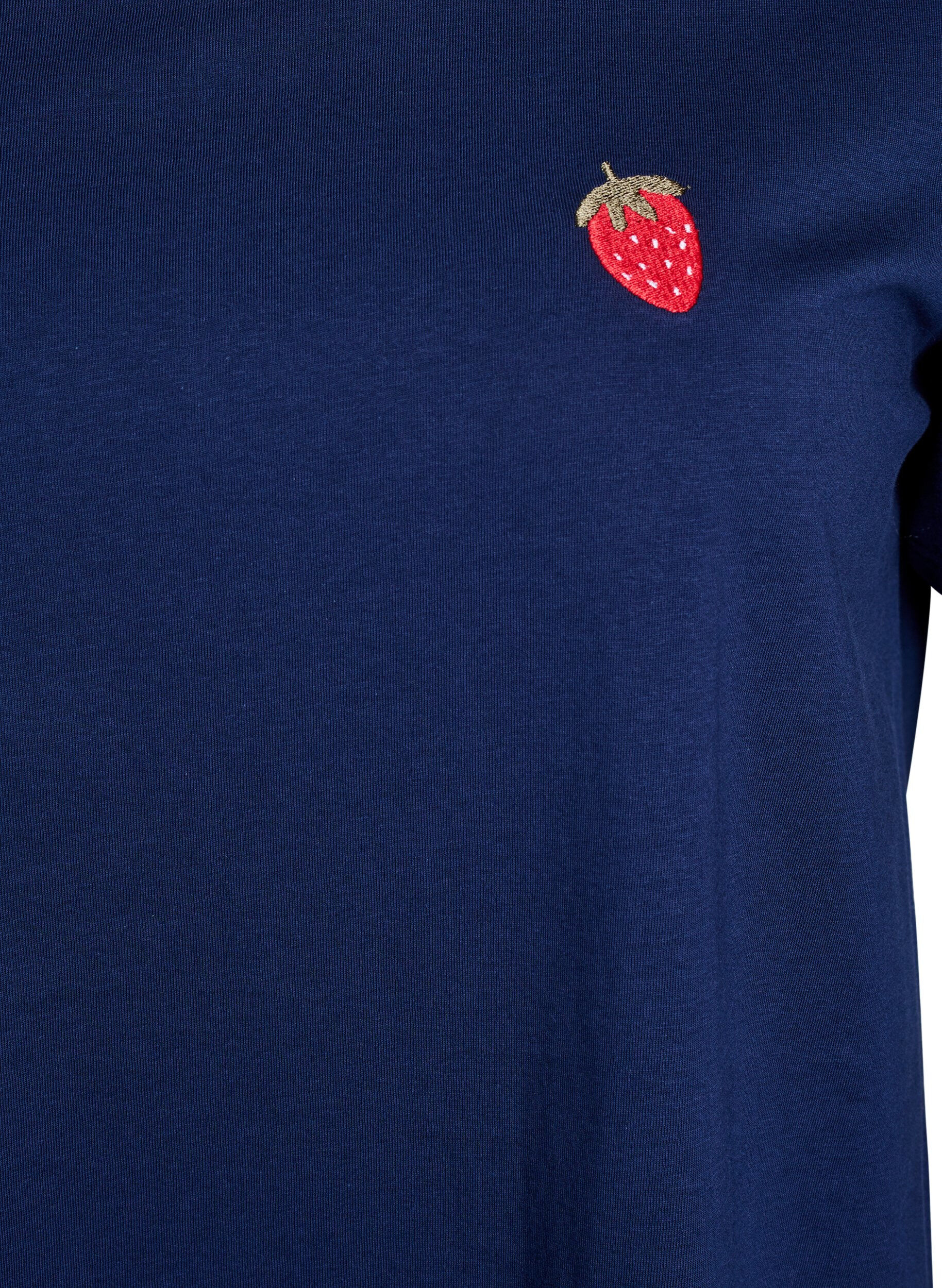 Zizzifashion T-shirt with strawberry embroidery, Naval A. W. Berry, Packshot image number 2