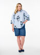 Striped shirt with floral print and 3/4 sleeves, Light Blue, Model image number 1