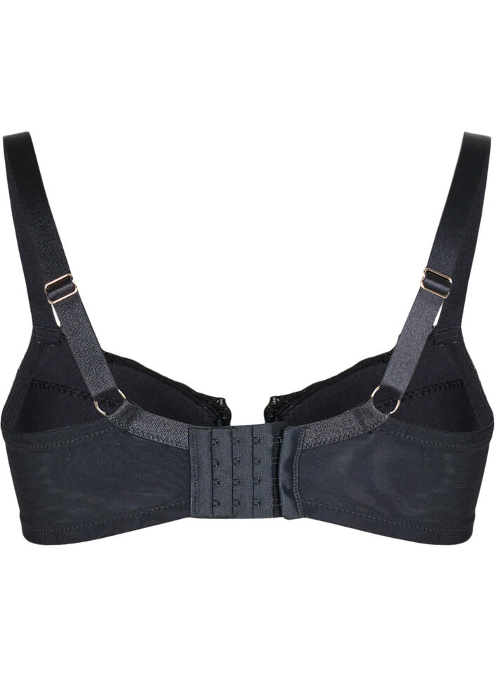Padded bra with shiny embroidered detail, Black, Packshot image number 1