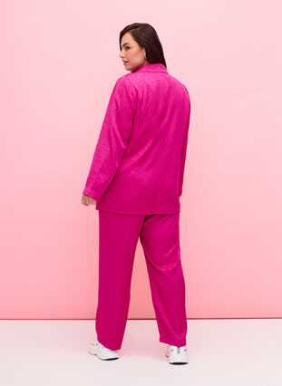 Tone-on-tone viscose jacquard trousers, Rose Violet, Model image number 1
