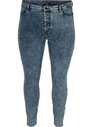 Cropped Bea jeans with extra high waist, Blue Snow Wash, Packshot image number 0