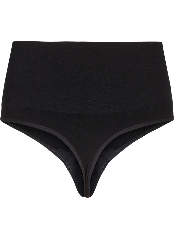 Seamless G-string with a regular waist, Black, Packshot image number 1