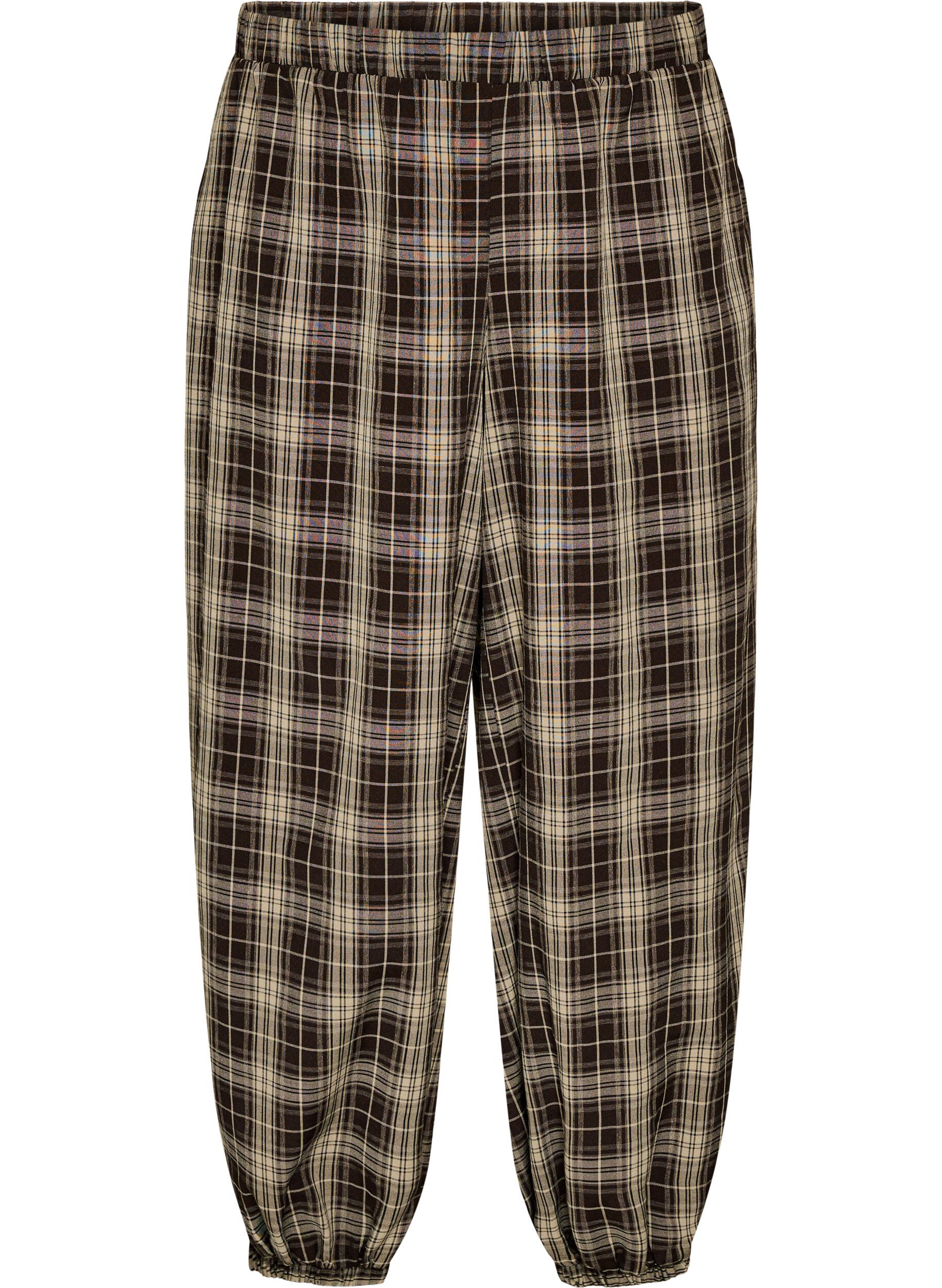 ZizzifashionChecked balloon trousers with a high waist, Green, Packshot image number 0